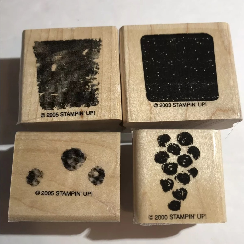 Stampin Up 4 Wood Mount Stamps Dots & fill